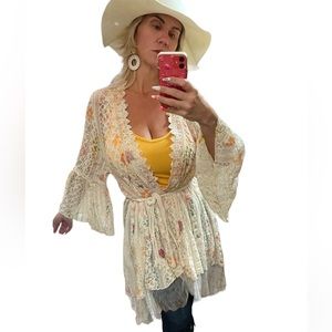 Lace and tulle duster kimono